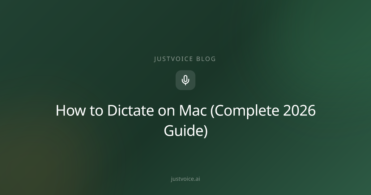 How to Dictate on Mac (Complete 2026 Guide) | JustVoice